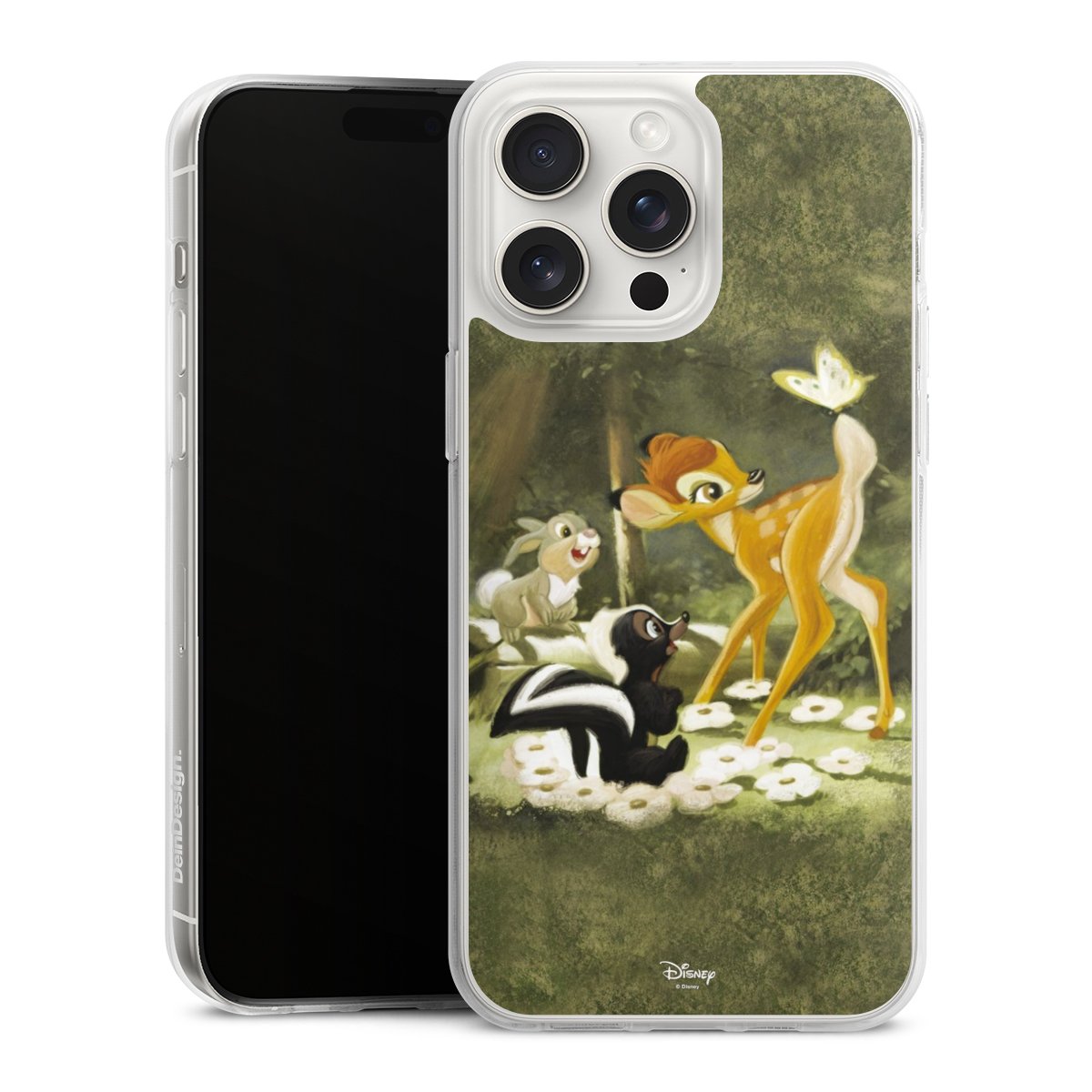 iPhone 15 Pro Max Handy Silikon Hülle Case transparent Handyhülle Disney Official Licensed Product Bambi Silikon Case