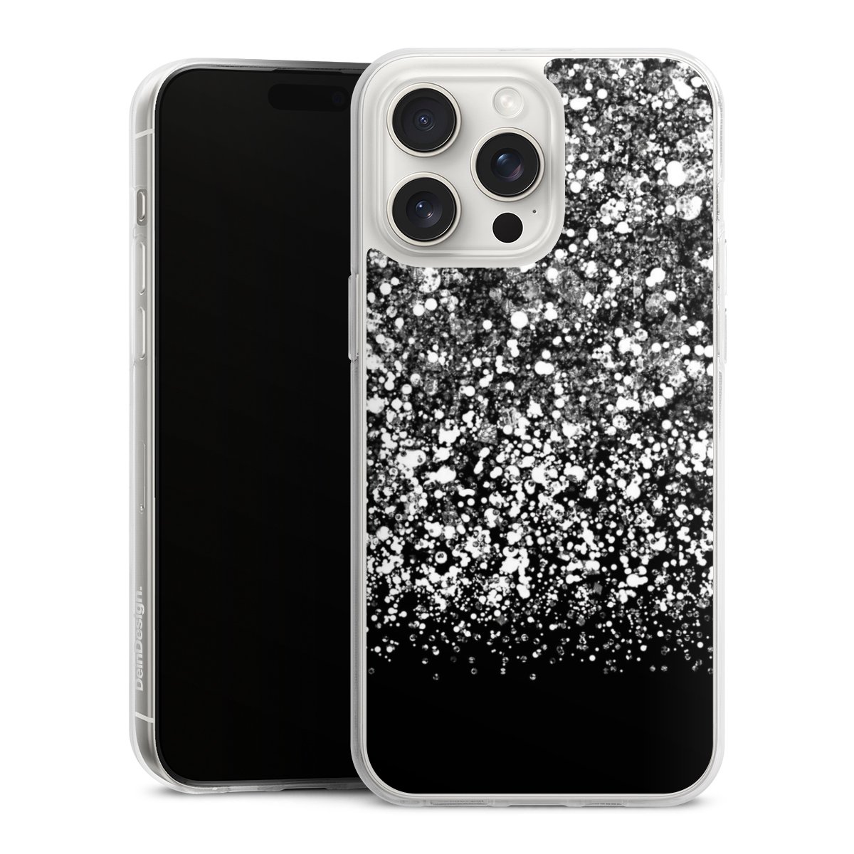 iPhone 15 Pro Max Handy Silikon Hülle Case transparent Handyhülle Glitzer Snowflake Muster Silikon Case