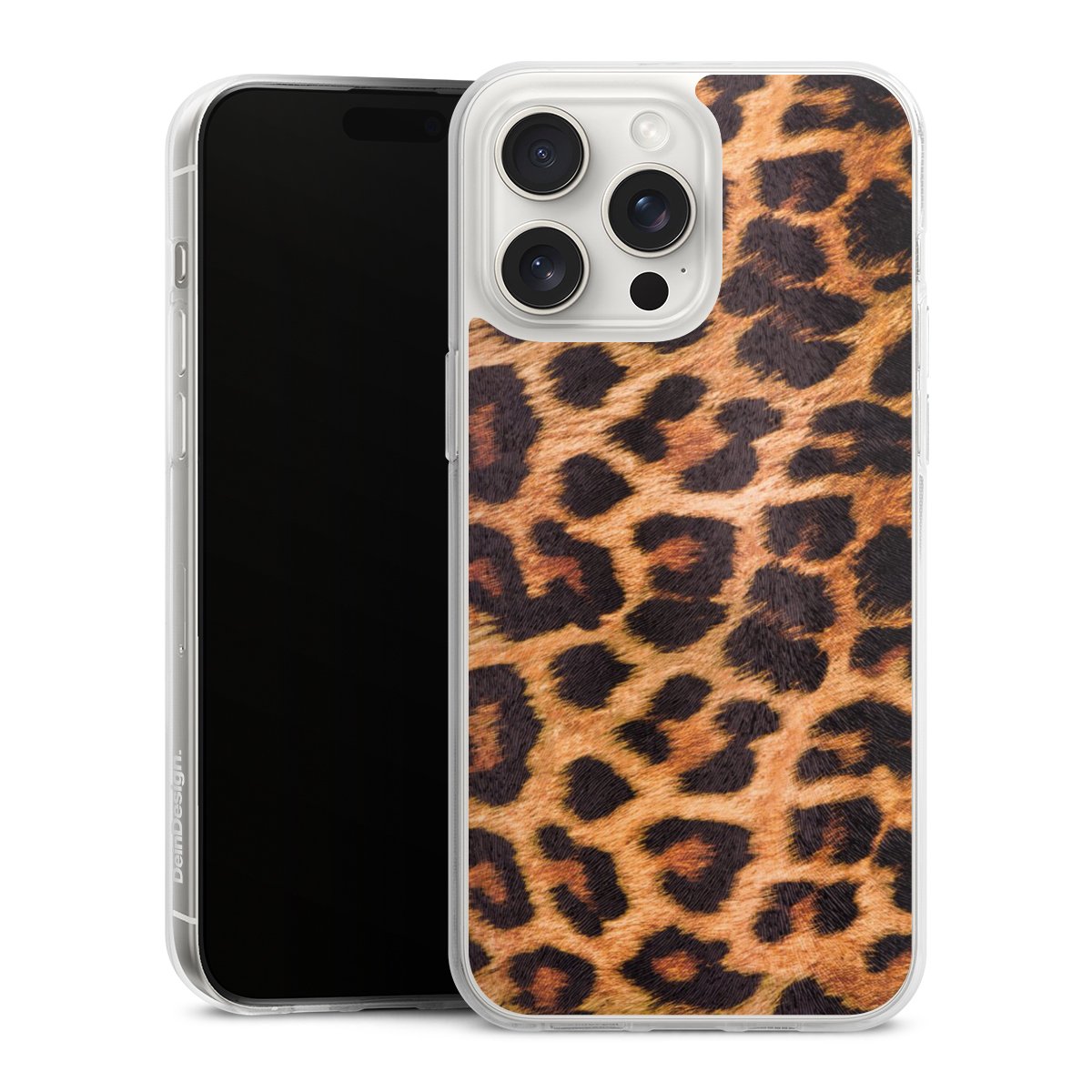 iPhone 15 Pro Max Handy Silikon Hülle Case transparent Handyhülle Animal Print Leopard Fur Silikon Case