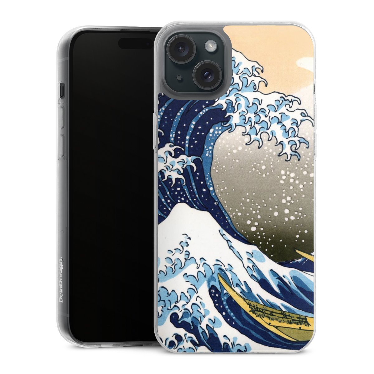 iPhone 15 Plus Handy Silikon Hülle Case transparent Handyhülle Kunst Katsushika Hokusai Die Große Welle Vor Kanagawa Silikon Case