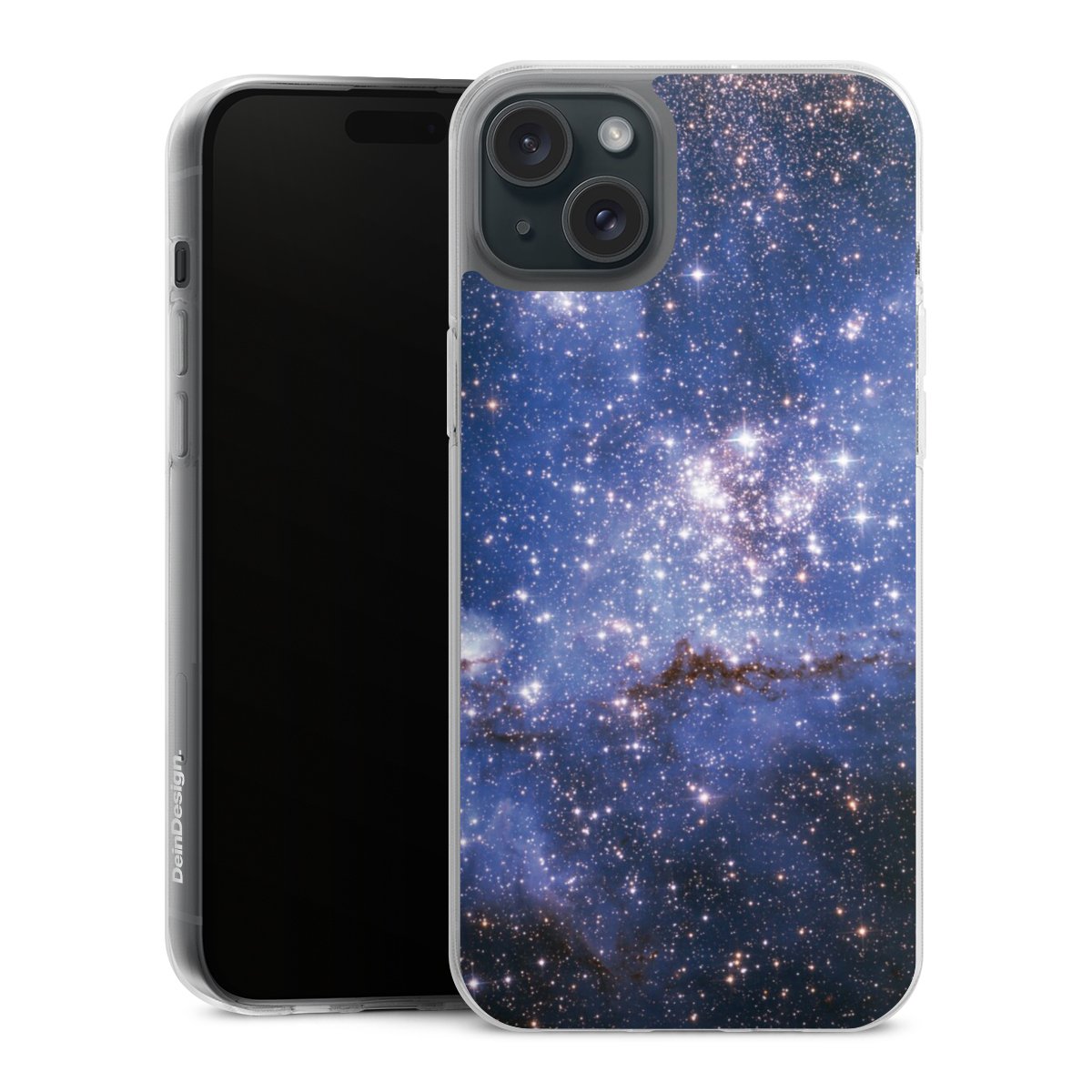 iPhone 15 Plus Handy Silikon Hülle Case transparent Handyhülle Weltall Galaxy Weltraum Silikon Case