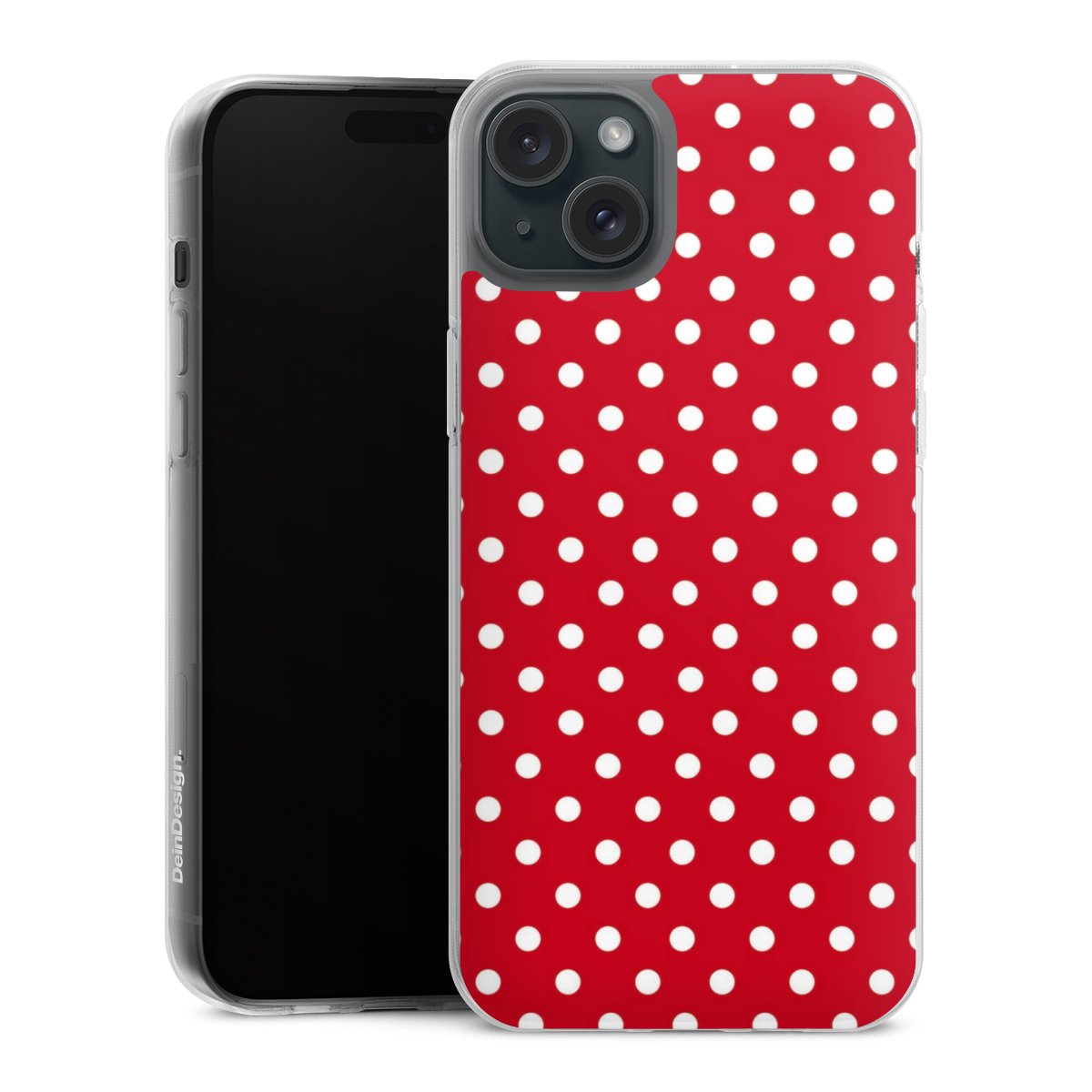 iPhone 15 Plus Handy Silikon Hülle Case transparent Handyhülle Points Polka Dots Retro Silikon Case