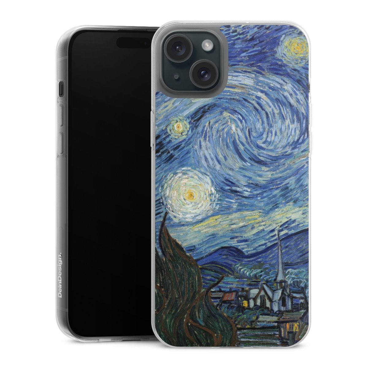 iPhone 15 Plus Handy Silikon Hülle Case transparent Handyhülle The Starry Night Kunst Vincent Van Gogh Silikon Case