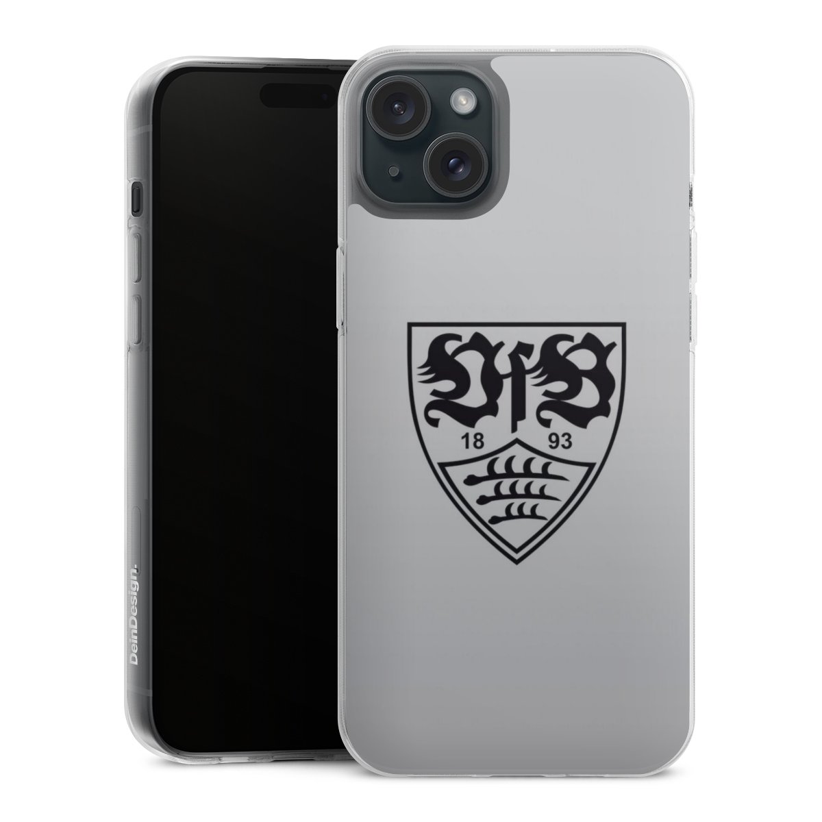 iPhone 15 Plus Handy Silikon Hülle Case transparent Handyhülle Logo Vfb Stuttgart Official Licensed Product Silikon Case