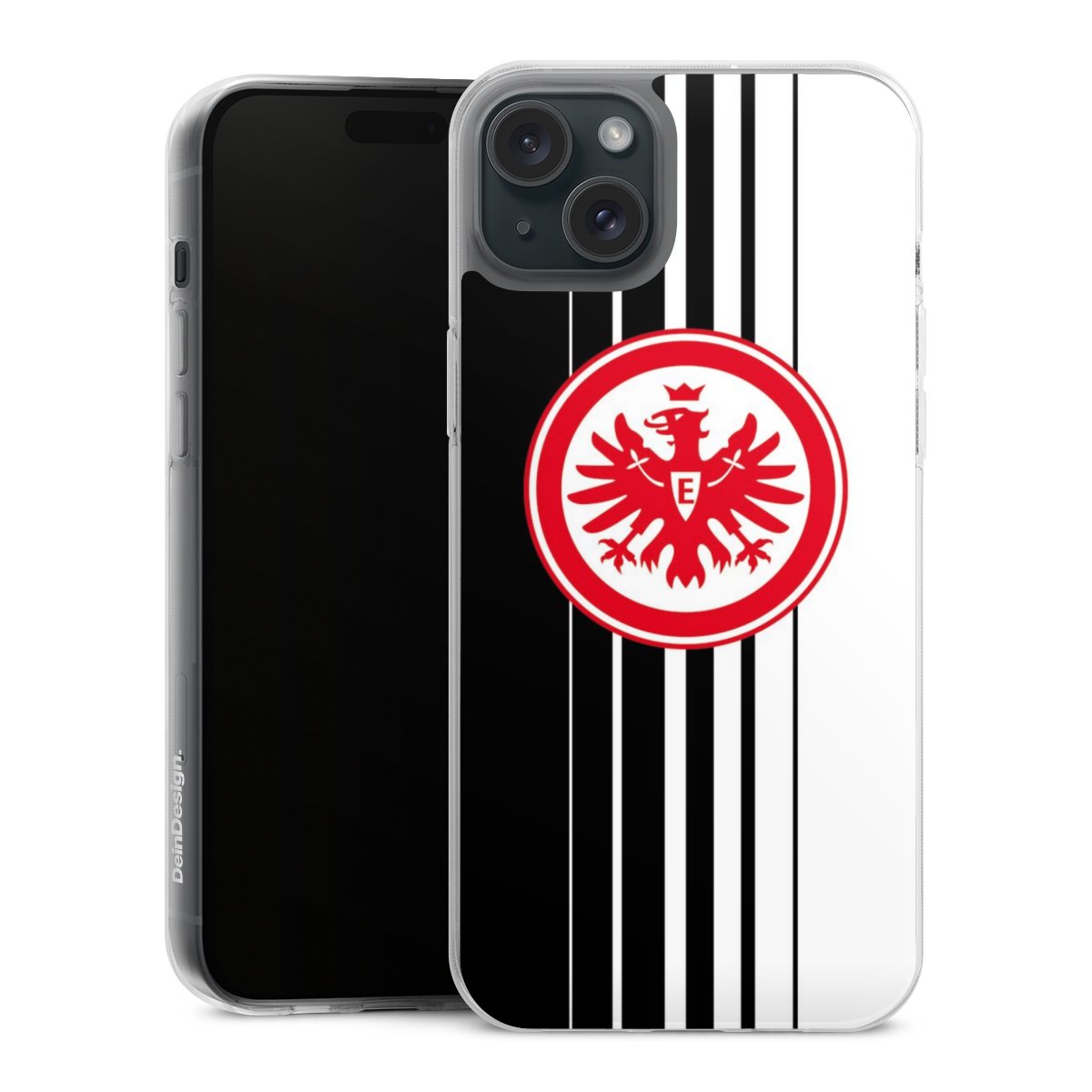 iPhone 15 Plus Handy Silikon Hülle Case transparent Handyhülle Stripes Eintracht Frankfurt Official Licensed Product Silikon Case