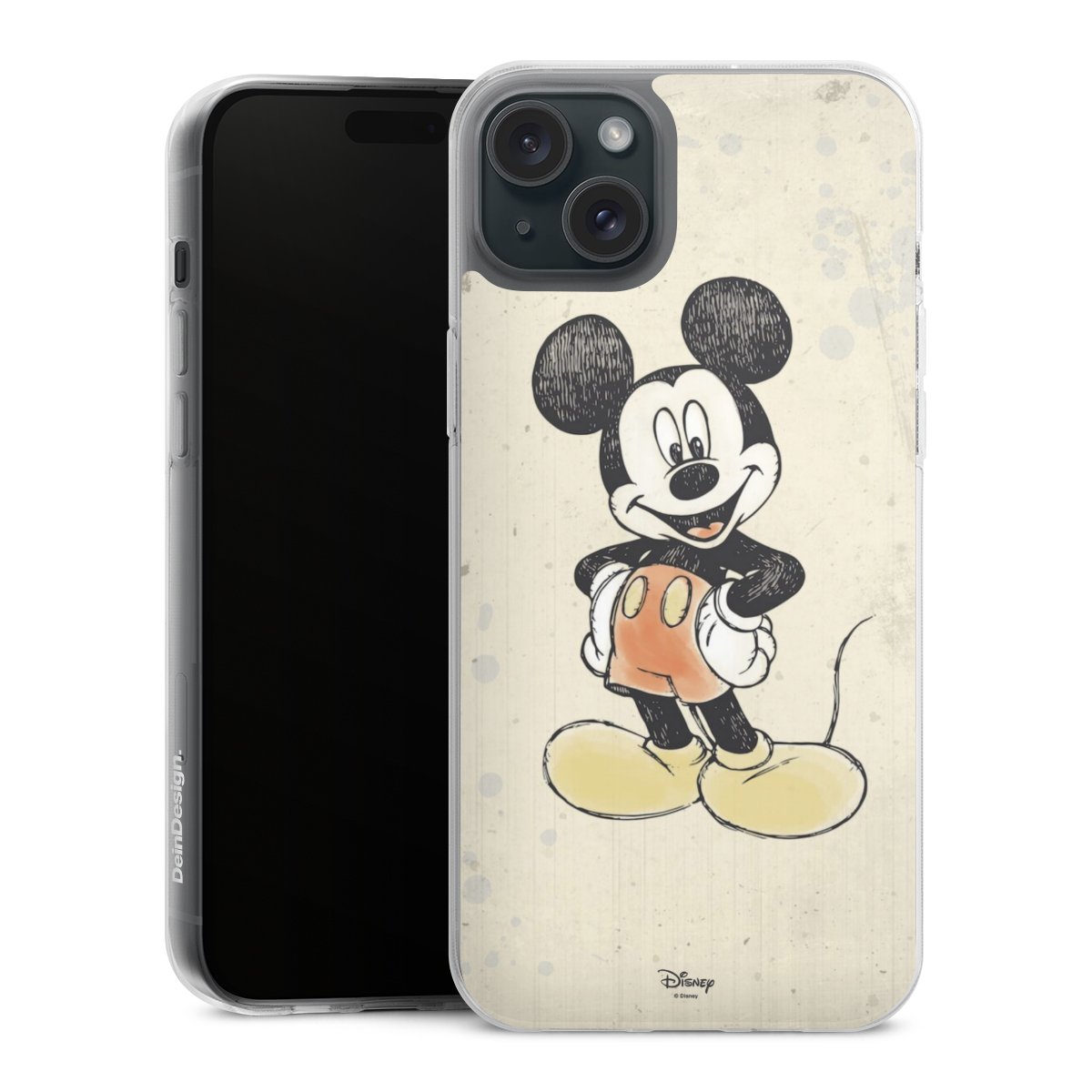 iPhone 15 Plus Handy Silikon Hülle Case transparent Handyhülle Water Colour Mickey & Minnie Mouse Official Licensed Product Silikon Case