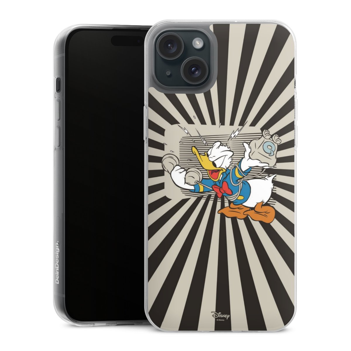 iPhone 15 Plus Handy Silikon Hülle Case transparent Handyhülle Donald Duck Disney Official Licensed Product Silikon Case