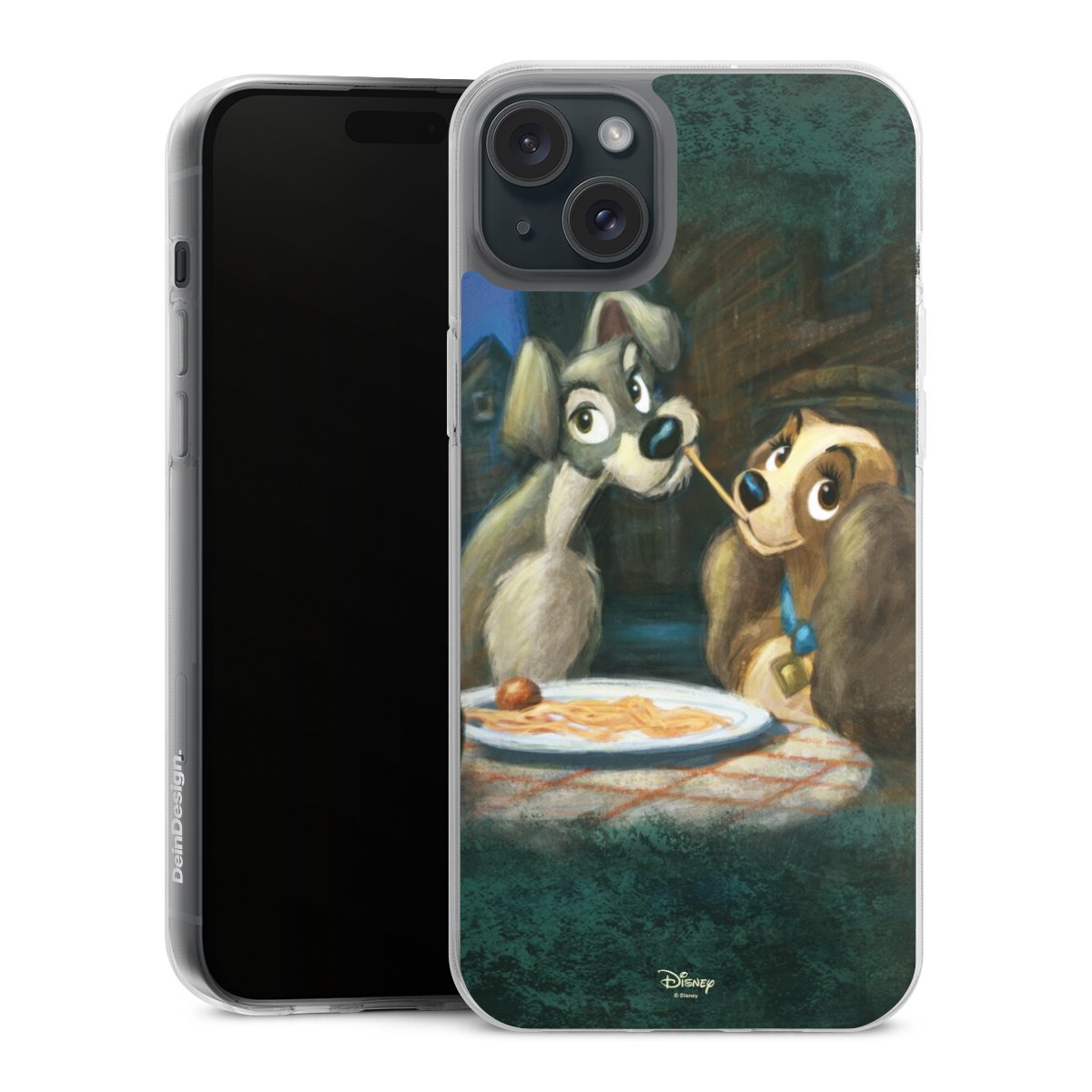 iPhone 15 Plus Handy Silikon Hülle Case transparent Handyhülle Lady And The Tramp Official Licensed Product Disney Silikon Case