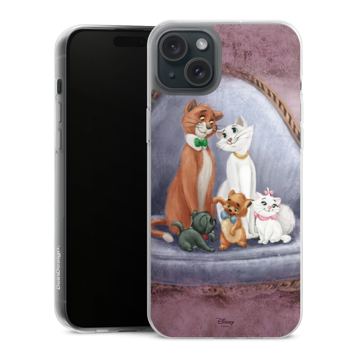 iPhone 15 Plus Handy Silikon Hülle Case transparent Handyhülle Official Licensed Product Disney Aristocats Silikon Case