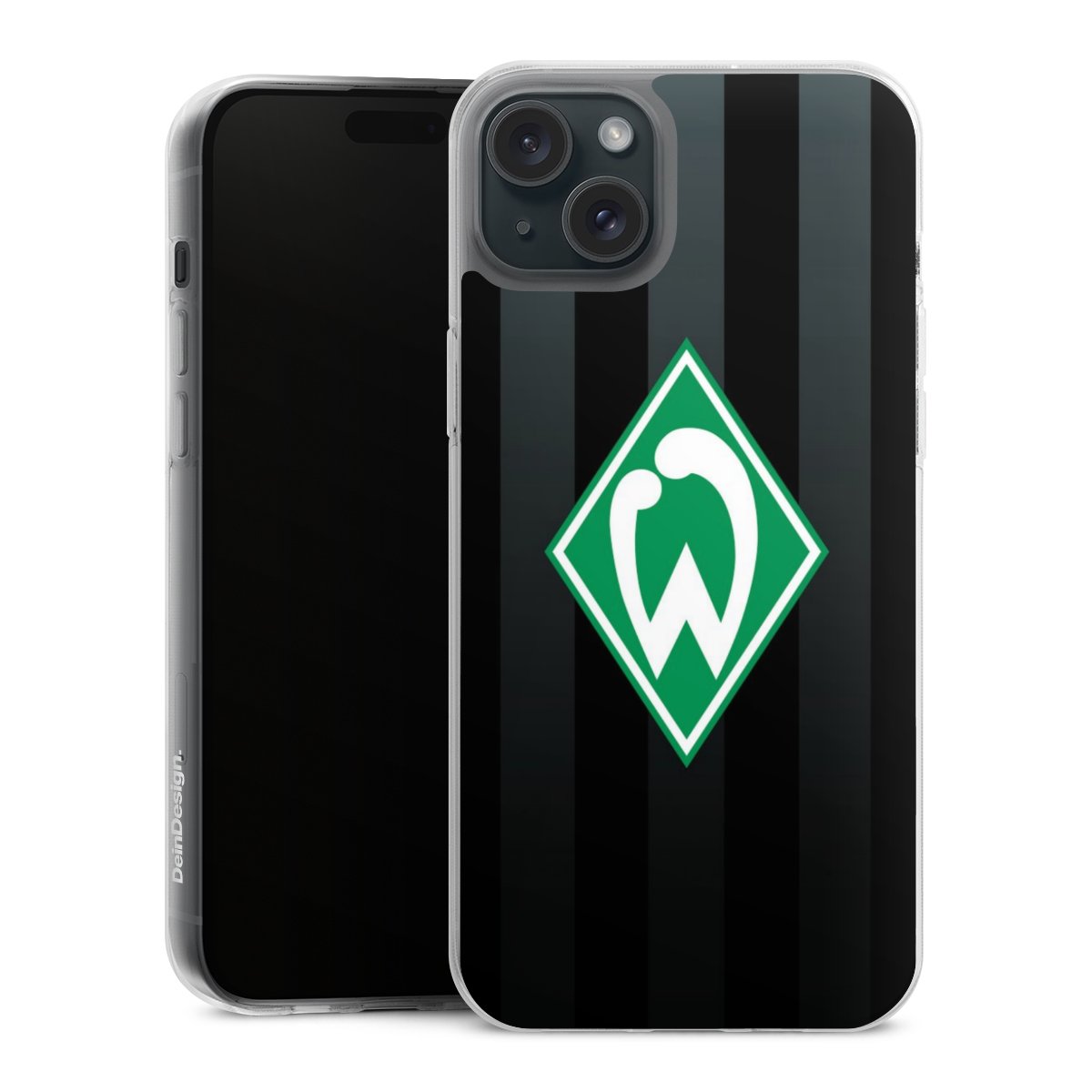 iPhone 15 Plus Handy Silikon Hülle Case transparent Handyhülle Stripes Sv Werder Bremen Official Licensed Product Silikon Case