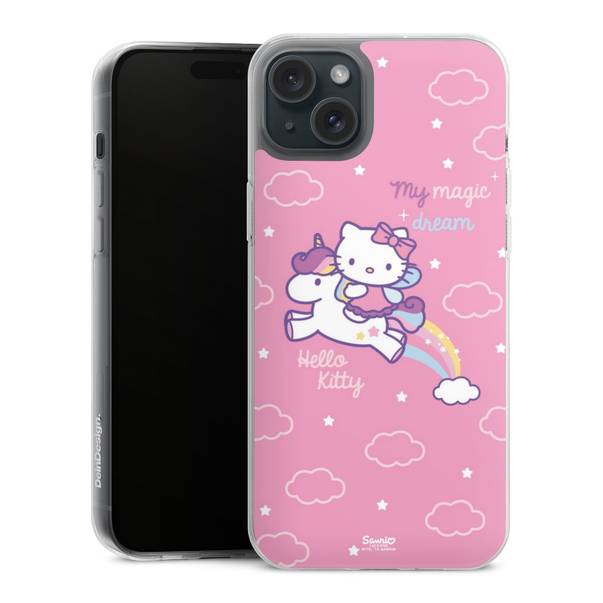 iPhone 15 Plus Handy Silikon Hülle Case transparent Handyhülle Einhorn Official Licensed Product Hello Kitty Silikon Case