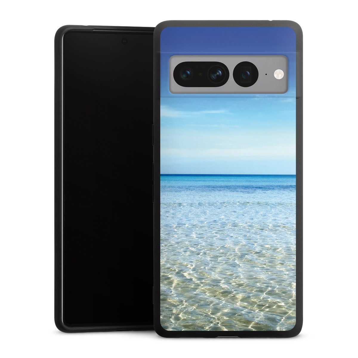 Google Pixel 7 Pro Handy Premium Silikon Hülle Handyhülle schwarz Case Urlaub Sky Ocean Silikon Premium Case