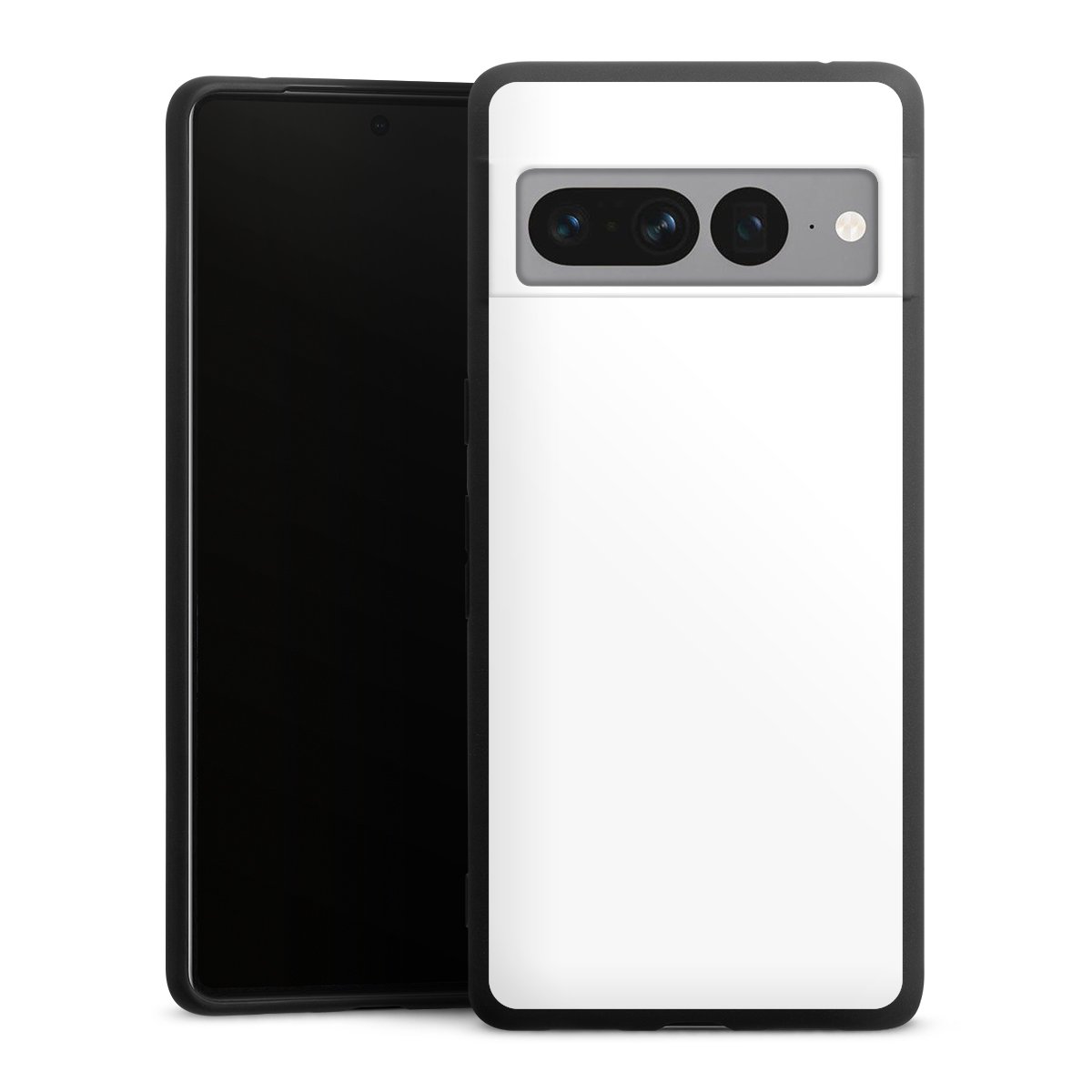 Google Pixel 7 Pro Handy Premium Silikon Hülle Handyhülle schwarz Case Unicoloured Colour White Silikon Premium Case