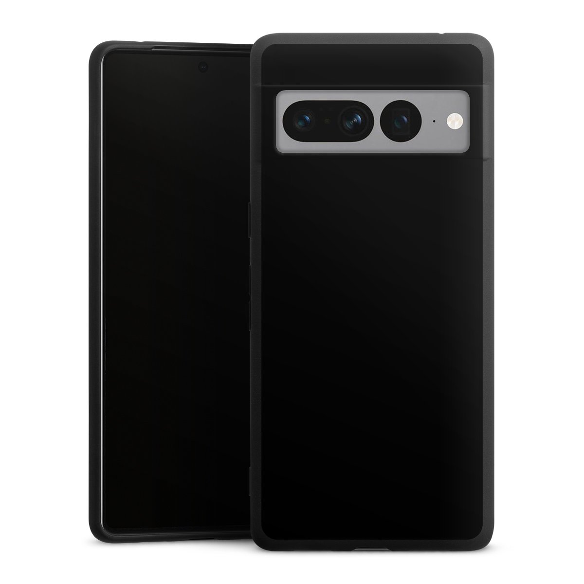 Google Pixel 7 Pro Handy Premium Silikon Hülle Handyhülle schwarz Case Black Colour Unicoloured Silikon Premium Case