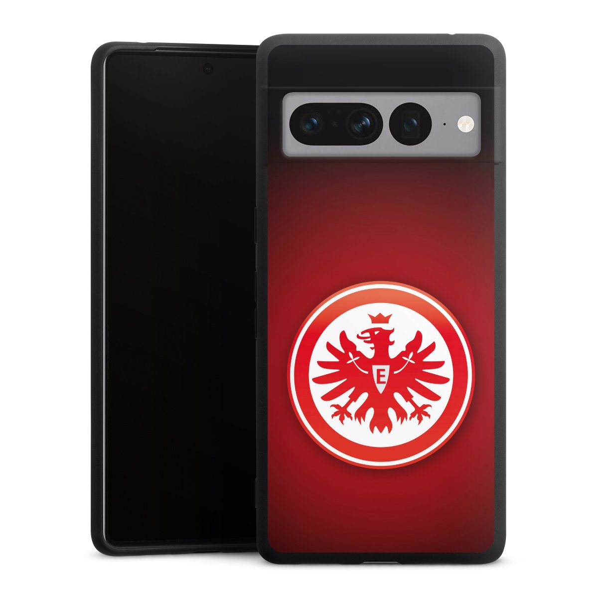 Google Pixel 7 Pro Handy Premium Silikon Hülle Handyhülle schwarz Case Eintracht Frankfurt Official Licensed Product Coat Of Arms Silikon Premium Case