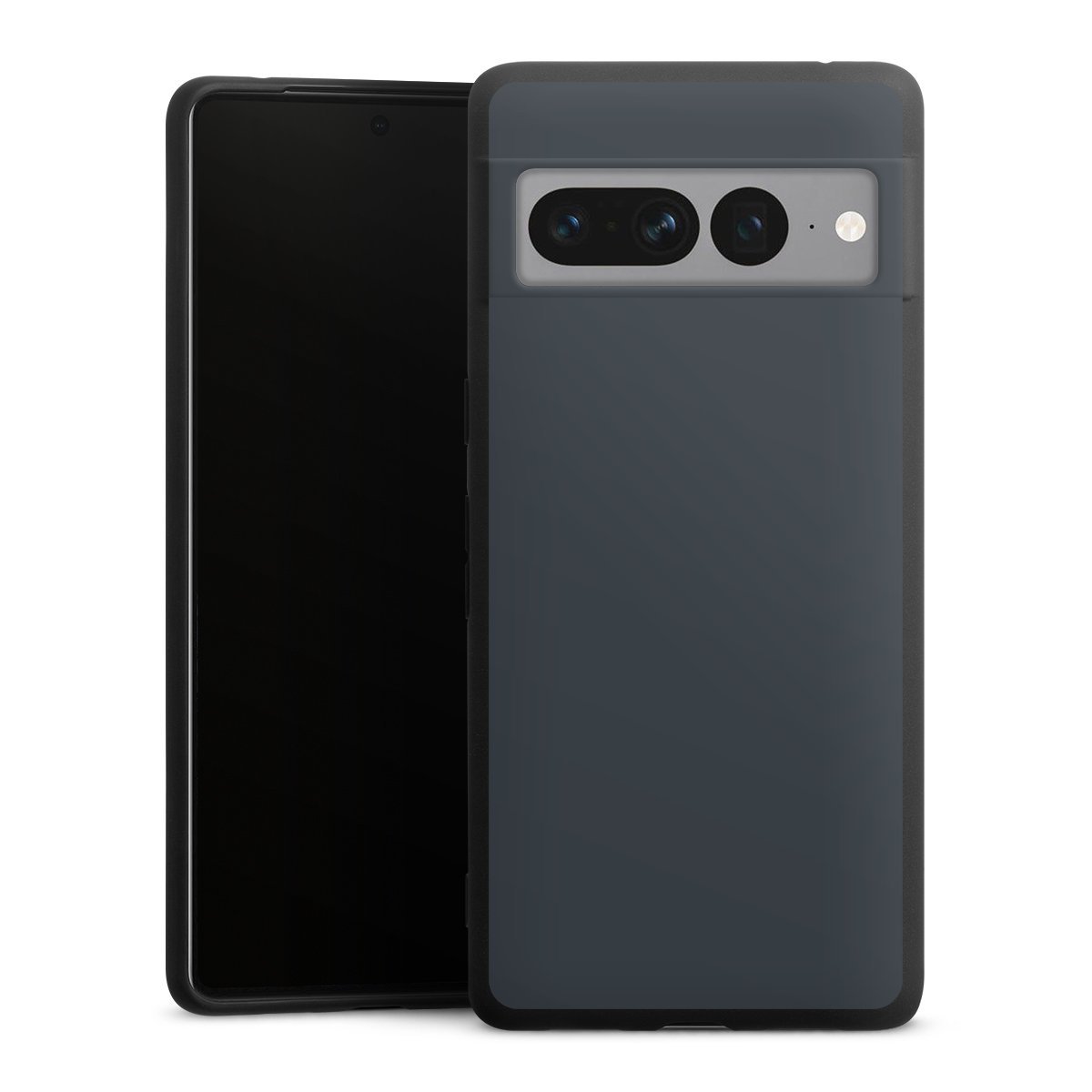 Google Pixel 7 Pro Handy Premium Silikon Hülle Handyhülle schwarz Case Grey Anthracite Unicoloured Silikon Premium Case