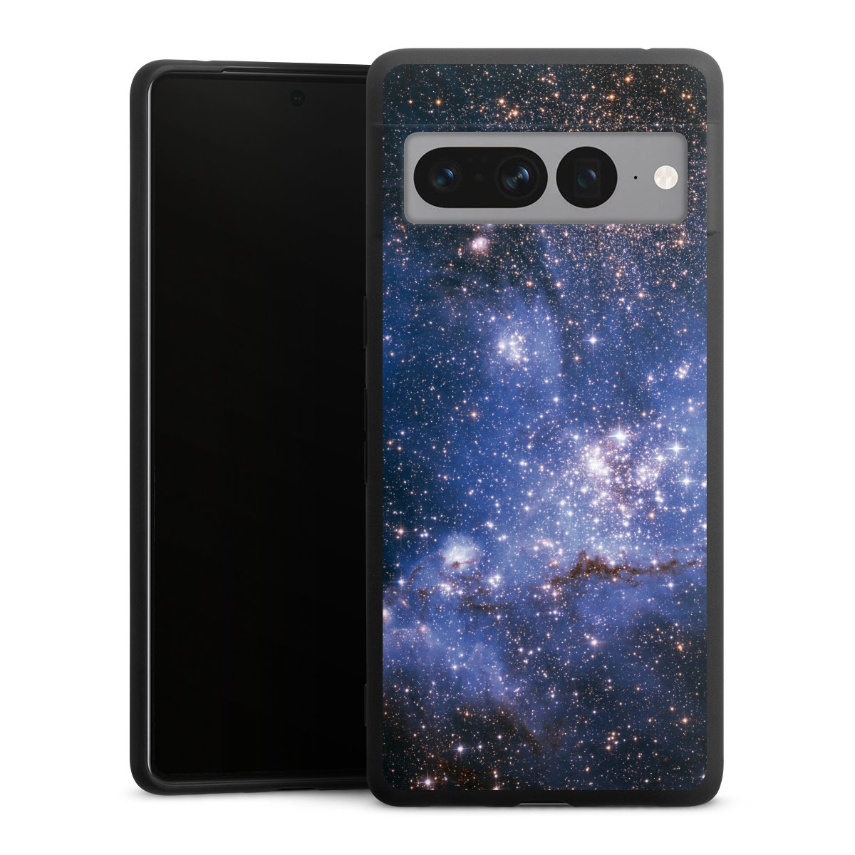 Google Pixel 7 Pro Handy Premium Silikon Hülle Handyhülle schwarz Case Weltall Galaxy Weltraum Silikon Premium Case