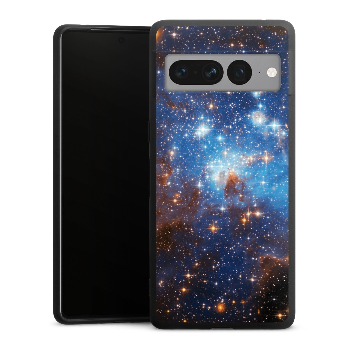 Google Pixel 7 Pro Handy Premium Silikon Hülle Handyhülle schwarz Case Star Weltall Galaxy Silikon Premium Case