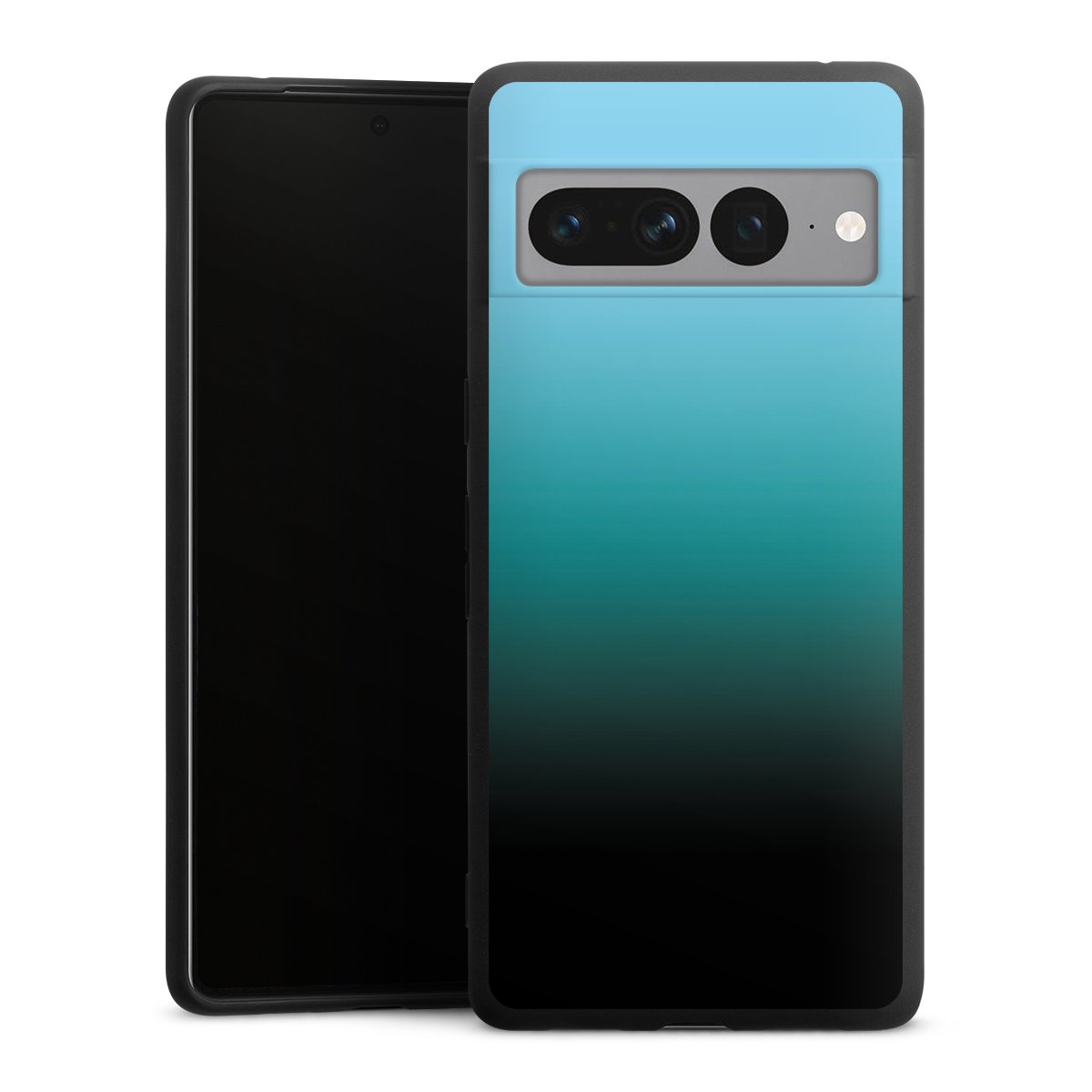 Google Pixel 7 Pro Handy Premium Silikon Hülle Handyhülle schwarz Case Ombre Two-Tone Black Silikon Premium Case