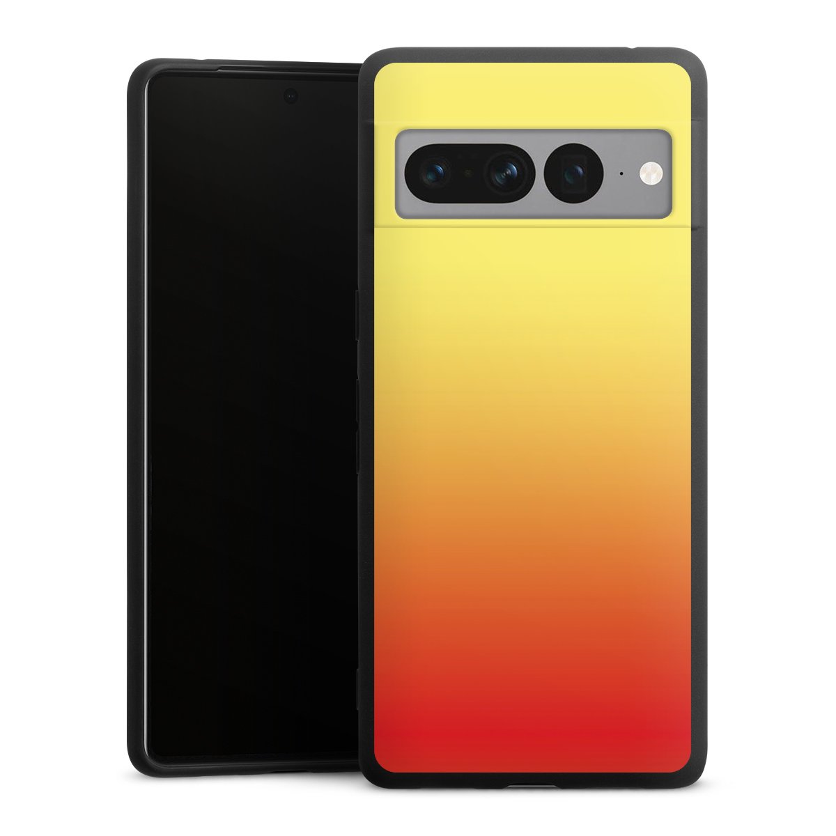 Google Pixel 7 Pro Handy Premium Silikon Hülle Handyhülle schwarz Case Ombre Two-Tone Silikon Premium Case