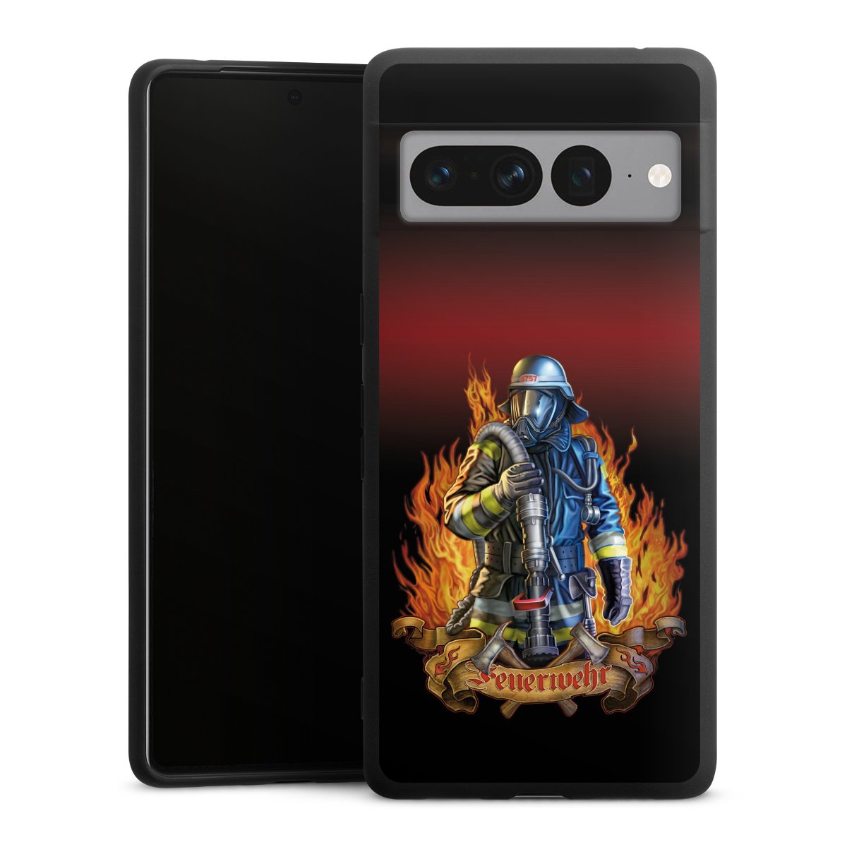 Google Pixel 7 Pro Handy Premium Silikon Hülle Handyhülle schwarz Case Job Fire Fighter Fire Fighters Silikon Premium Case