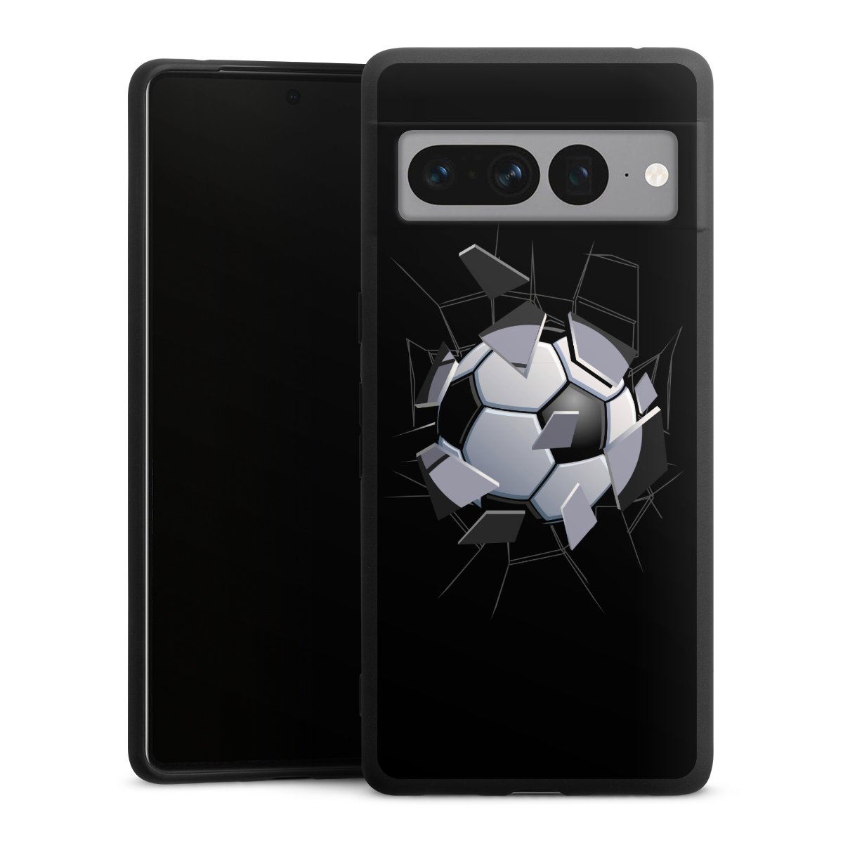 Google Pixel 7 Pro Handy Premium Silikon Hülle Handyhülle schwarz Case Sports Soccer Mosaic Silikon Premium Case