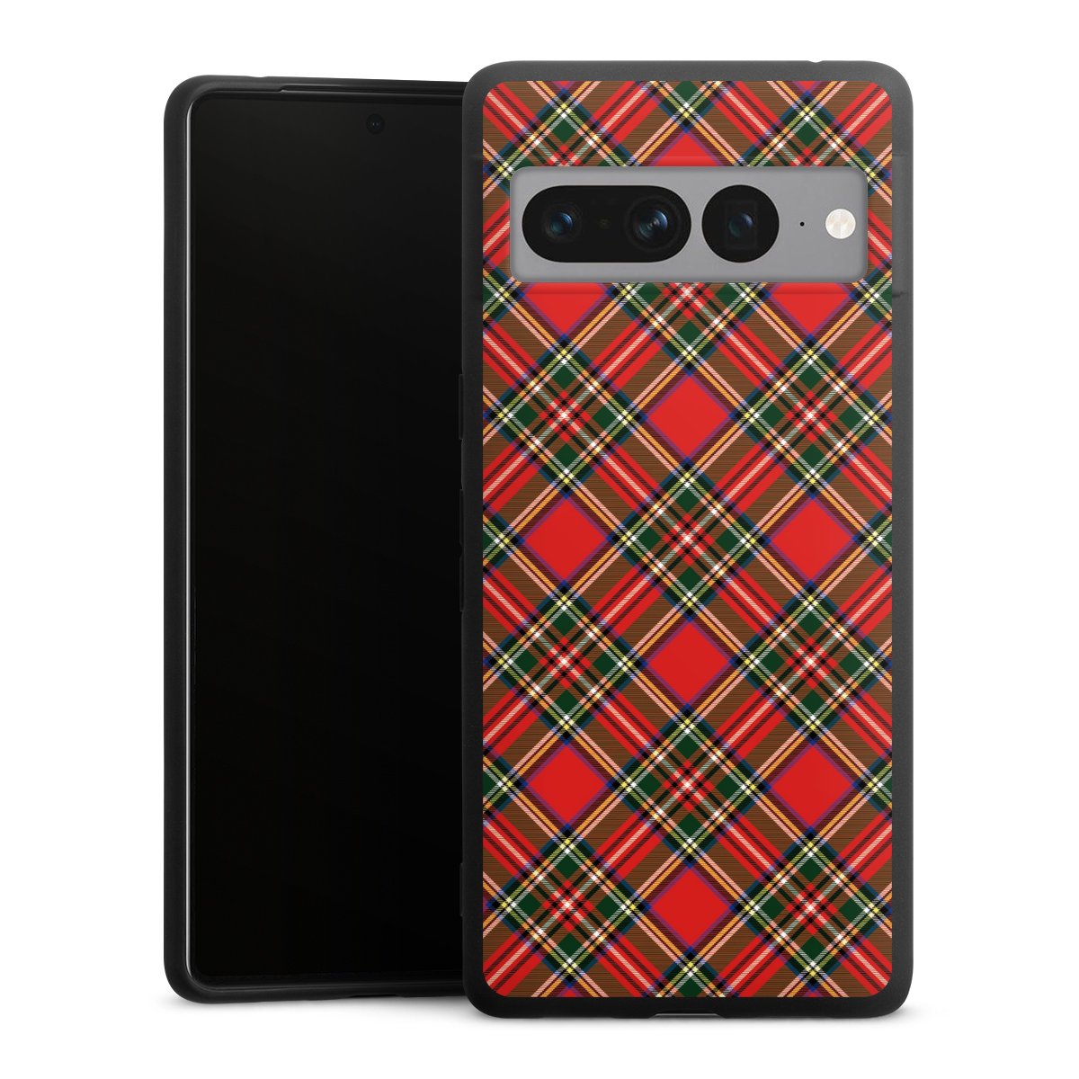 Google Pixel 7 Pro Handy Premium Silikon Hülle Handyhülle schwarz Case Scotland Scotsman Muster Silikon Premium Case