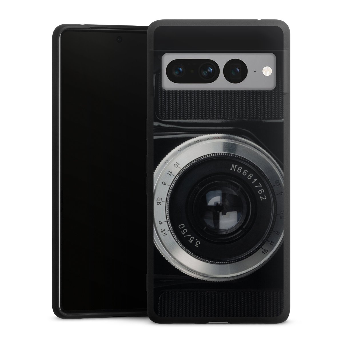 Google Pixel 7 Pro Handy Premium Silikon Hülle Handyhülle schwarz Case Lens Camera Photography Silikon Premium Case