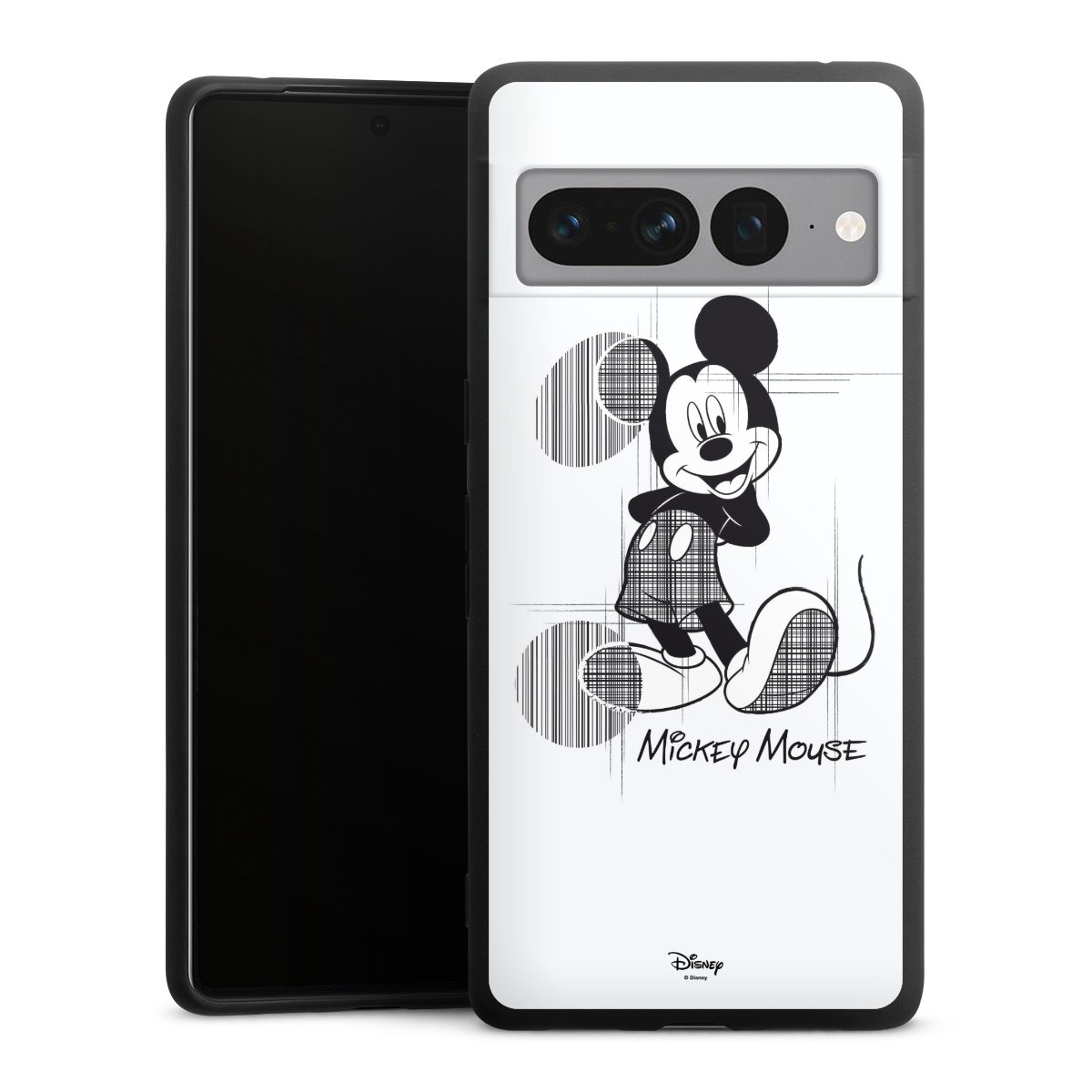 Google Pixel 7 Pro Handy Premium Silikon Hülle Handyhülle schwarz Case Disney Official Licensed Product Mickey Mouse Silikon Premium Case