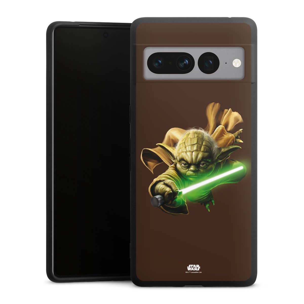 Google Pixel 7 Pro Handy Premium Silikon Hülle Handyhülle schwarz Case Yoda Merchandise Star Wars Silikon Premium Case