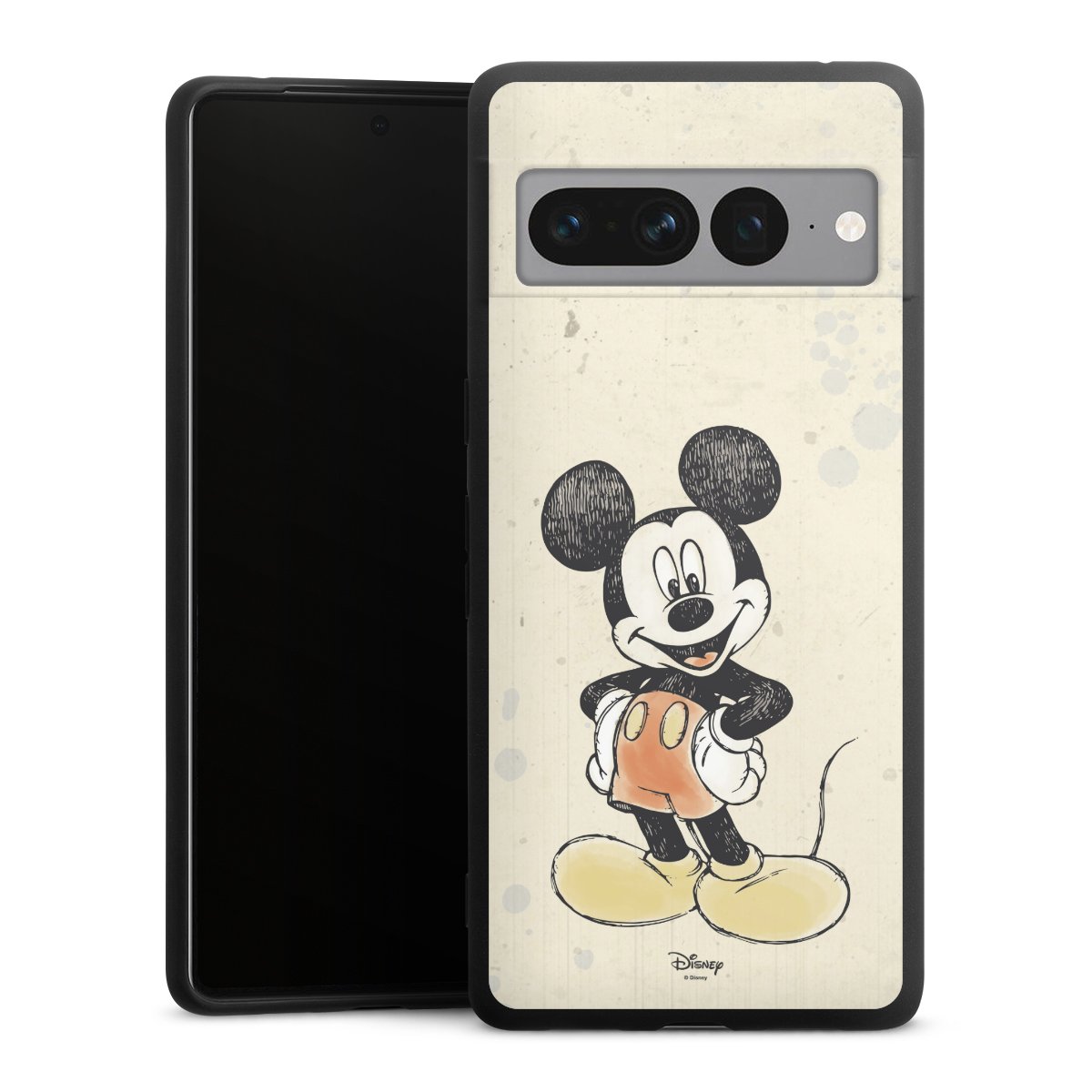 Google Pixel 7 Pro Handy Premium Silikon Hülle Handyhülle schwarz Case Water Colour Mickey & Minnie Mouse Official Licensed Product Silikon Premium Case