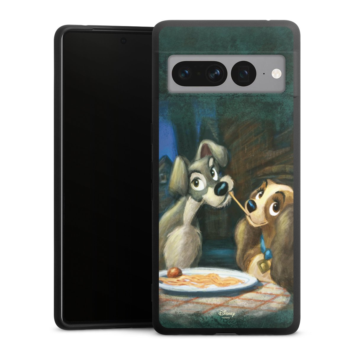 Google Pixel 7 Pro Handy Premium Silikon Hülle Handyhülle schwarz Case Lady And The Tramp Official Licensed Product Disney Silikon Premium Case