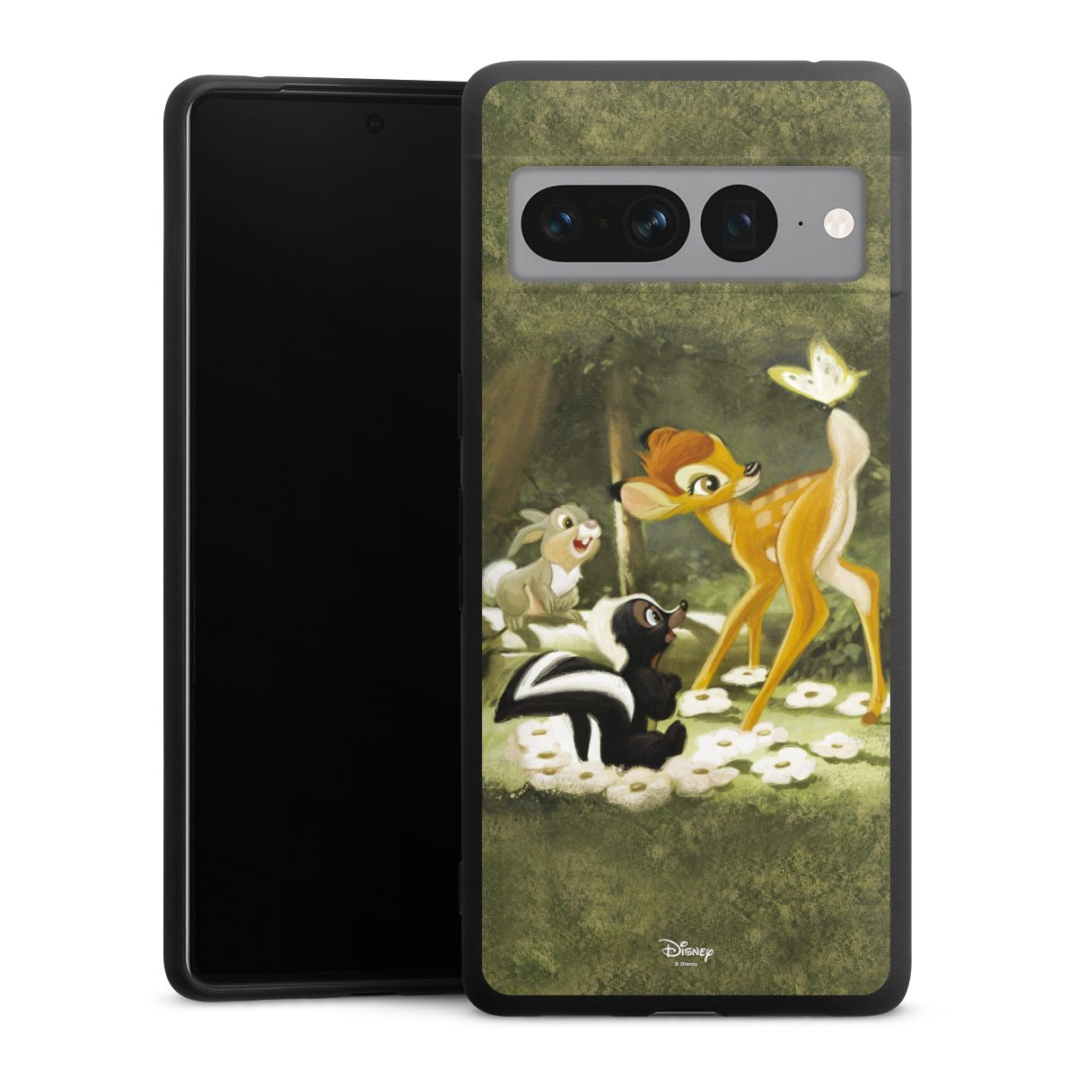 Google Pixel 7 Pro Handy Premium Silikon Hülle Handyhülle schwarz Case Disney Official Licensed Product Bambi Silikon Premium Case