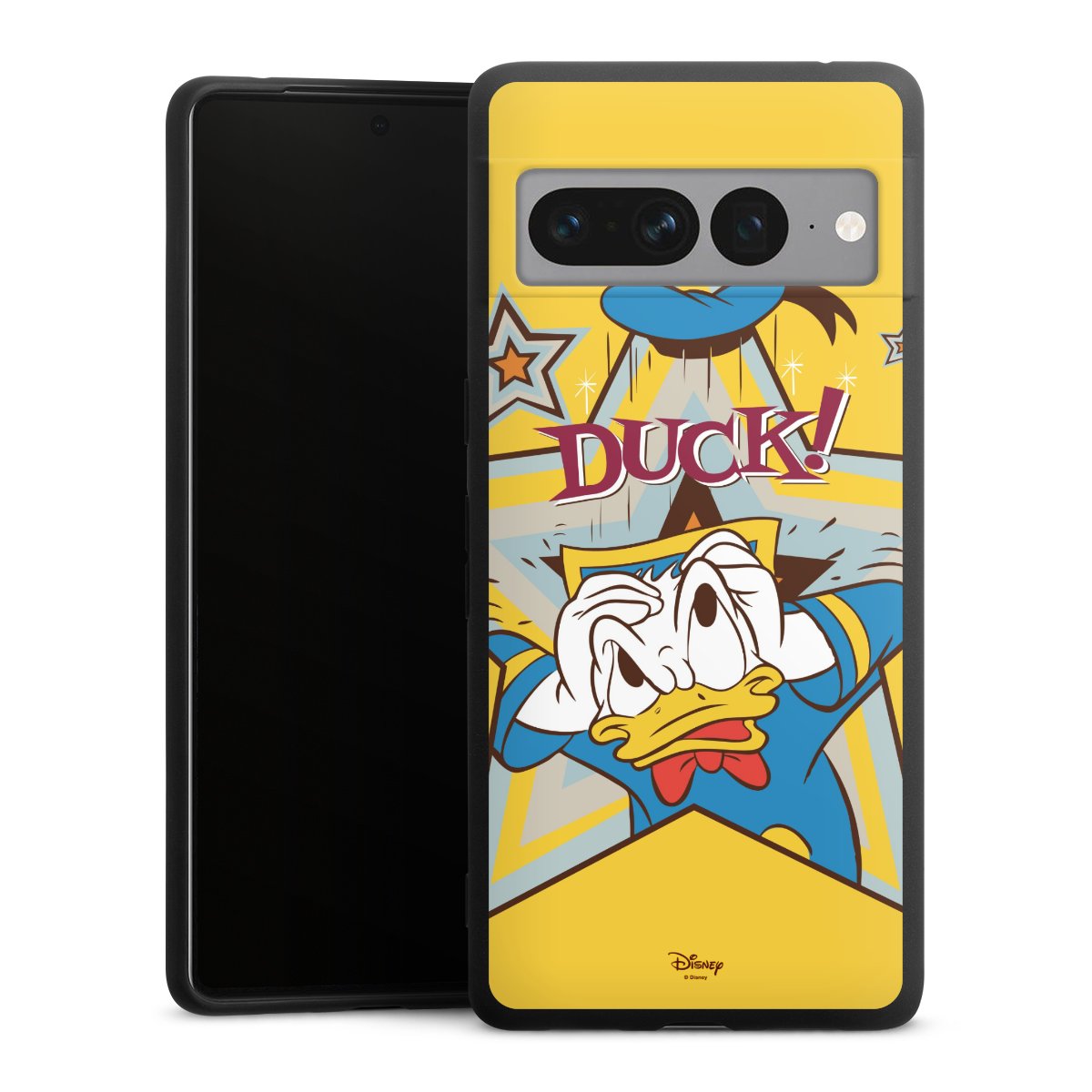 Google Pixel 7 Pro Handy Premium Silikon Hülle Handyhülle schwarz Case Official Licensed Product Donald Duck Disney Silikon Premium Case