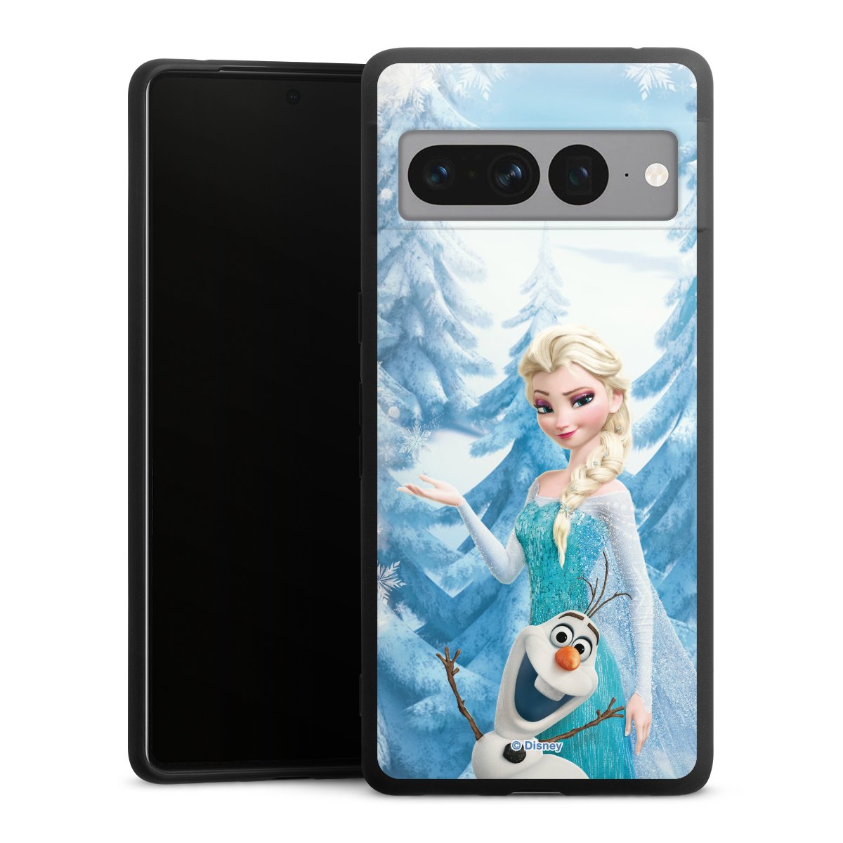 Google Pixel 7 Pro Handy Premium Silikon Hülle Handyhülle schwarz Case Official Licensed Product Frozen Elsa Disney Silikon Premium Case