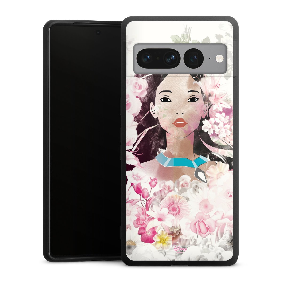 Google Pixel 7 Pro Handy Premium Silikon Hülle Handyhülle schwarz Case Pocahontas Official Licensed Product Disney Silikon Premium Case