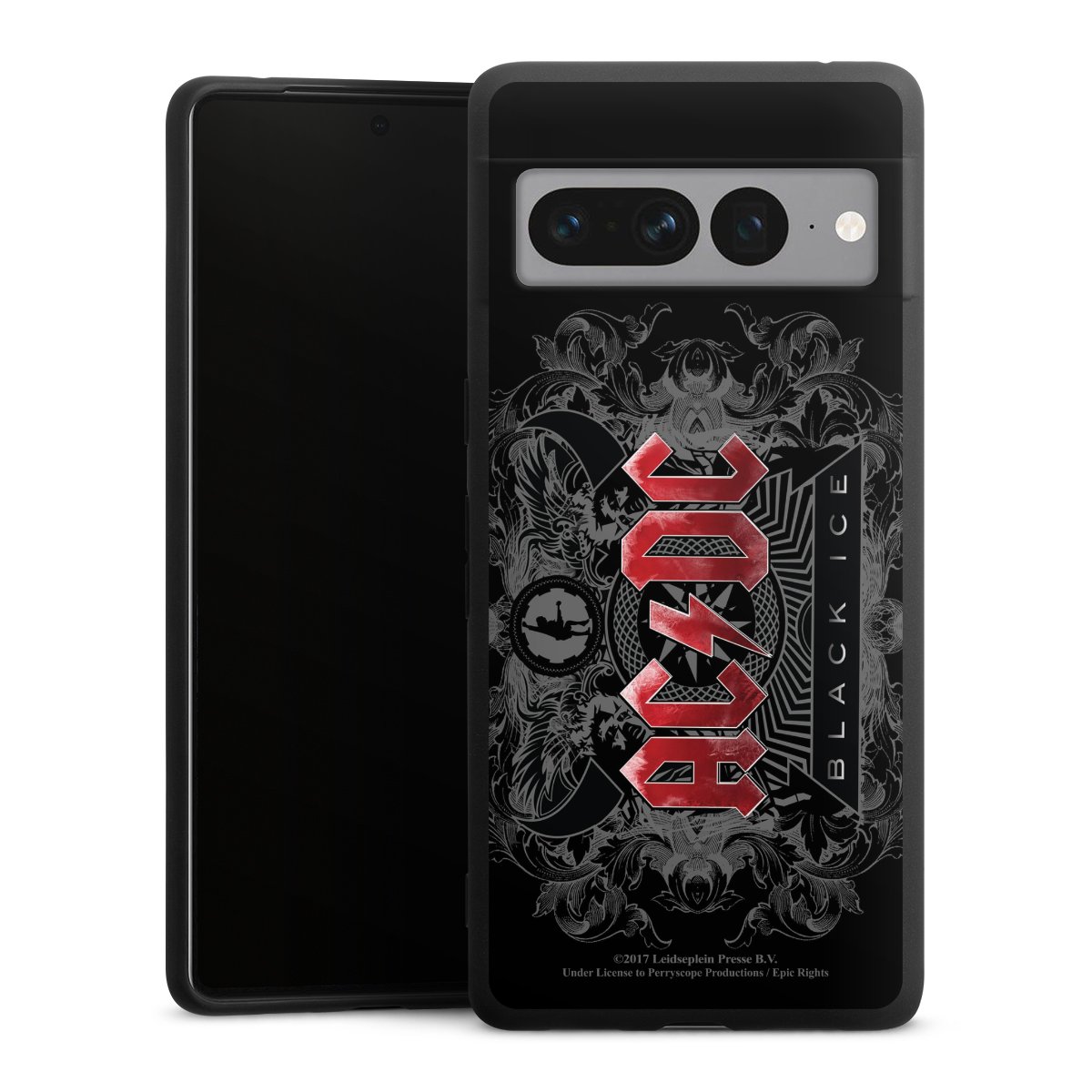 Google Pixel 7 Pro Handy Premium Silikon Hülle Handyhülle schwarz Case Merchandise Black Ice Acdc Silikon Premium Case