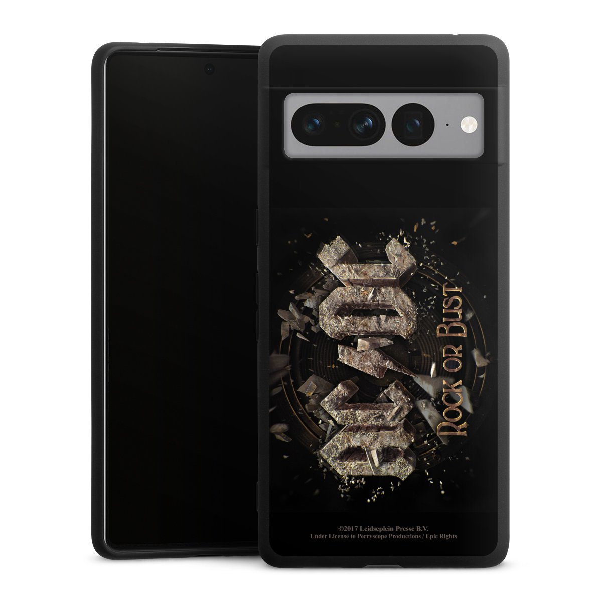 Google Pixel 7 Pro Handy Premium Silikon Hülle Handyhülle schwarz Case Acdc Official Licensed Product Rock Or Bust Silikon Premium Case