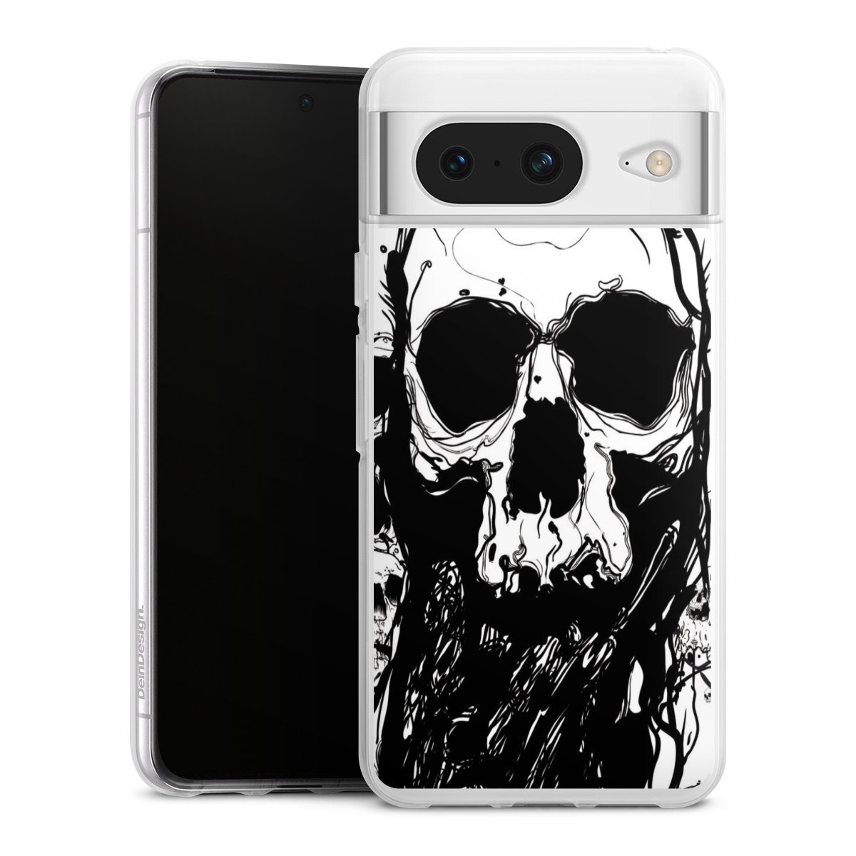 Google Pixel 8 Handy Silikon Hülle Case transparent Handyhülle Totenkopf Halloween Silikon Case