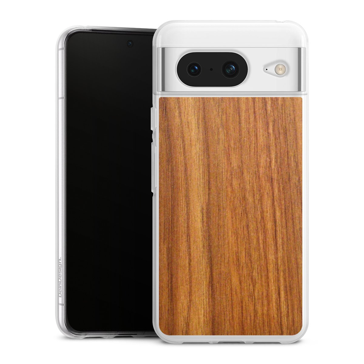 Google Pixel 8 Handy Silikon Hülle Case transparent Handyhülle Wood Larch Wooden Look Silikon Case