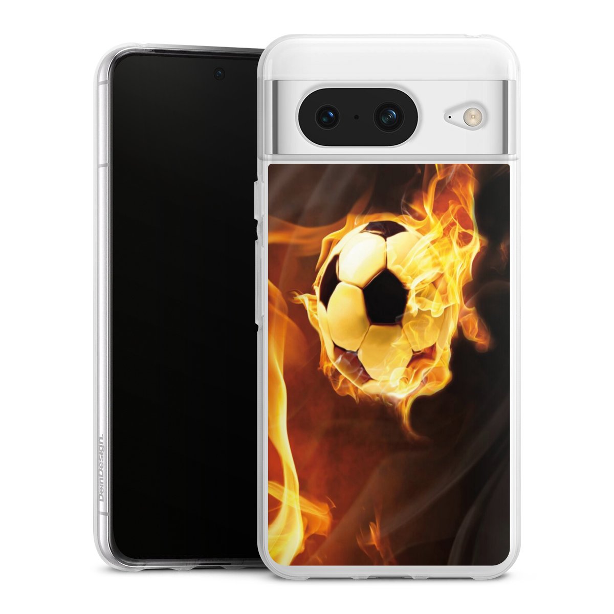 Google Pixel 8 Handy Silikon Hülle Case transparent Handyhülle Ball Fire Soccer Silikon Case