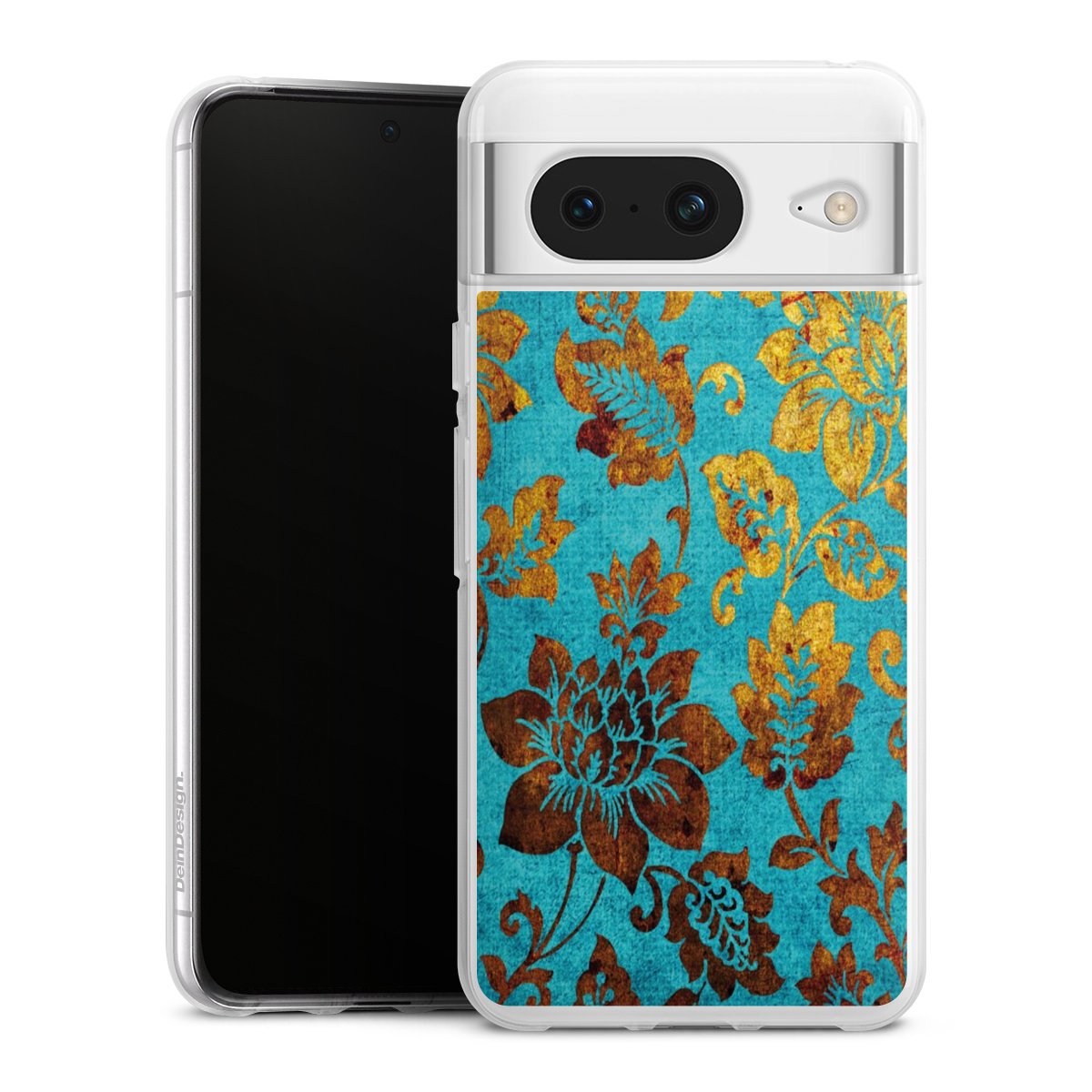 Google Pixel 8 Handy Silikon Hülle Case transparent Handyhülle Ornament Vintage Flowers Silikon Case