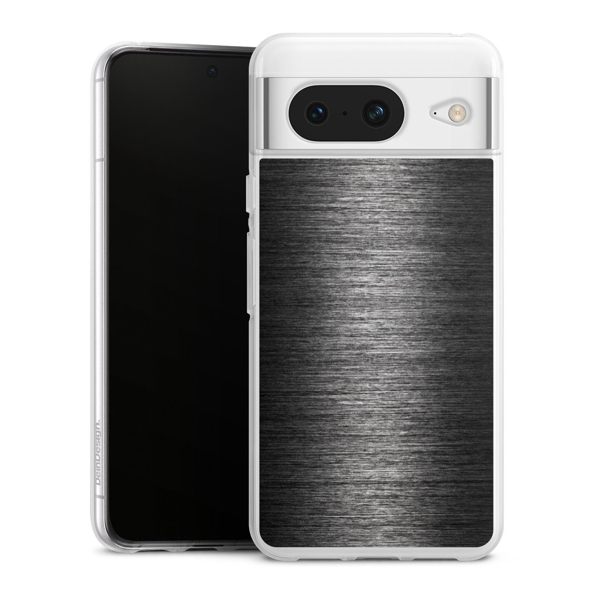 Google Pixel 8 Handy Silikon Hülle Case transparent Handyhülle Metallic Look Anthracite Metal Silikon Case