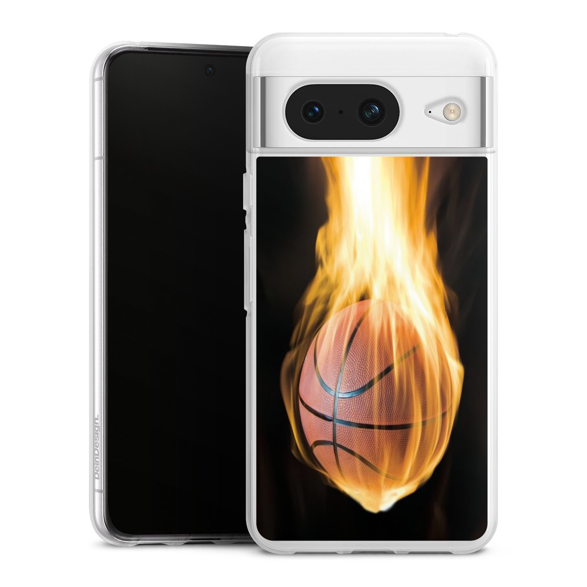 Google Pixel 8 Handy Silikon Hülle Case transparent Handyhülle Basketball Sports Fire Silikon Case