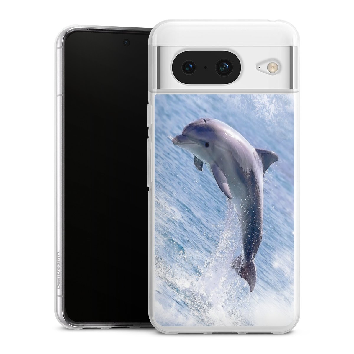 Google Pixel 8 Handy Silikon Hülle Case transparent Handyhülle Dolphin Ocean Wale Silikon Case