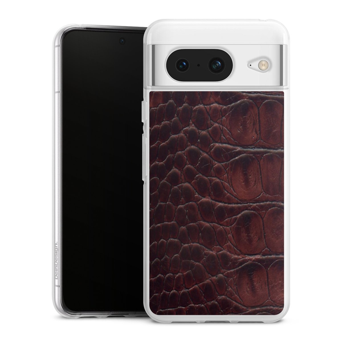 Google Pixel 8 Handy Silikon Hülle Case transparent Handyhülle Crocodile Animal Print Leather Silikon Case