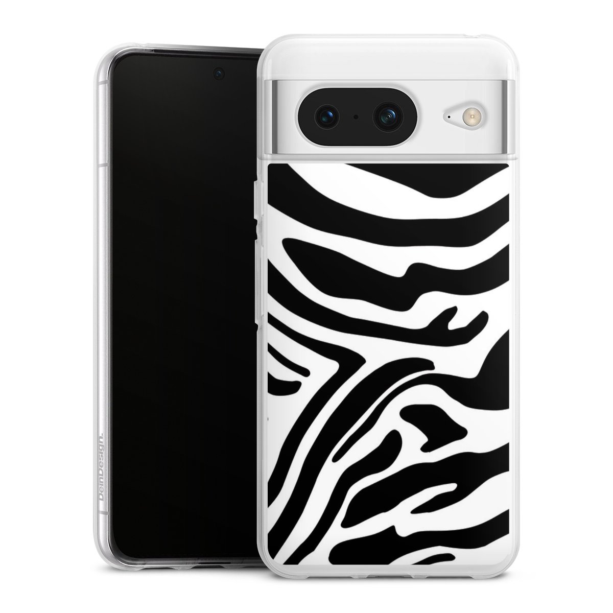 Google Pixel 8 Handy Silikon Hülle Case transparent Handyhülle Zebra Animal Look Animal Print Silikon Case