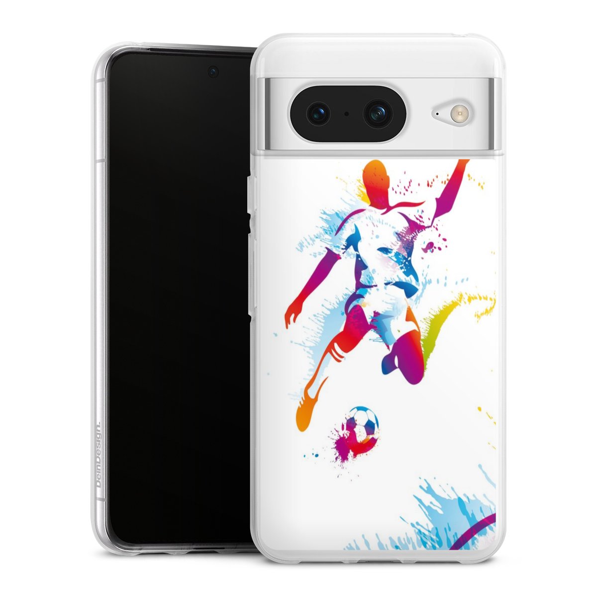 Google Pixel 8 Handy Silikon Hülle Case transparent Handyhülle Sports Soccer Muster Silikon Case