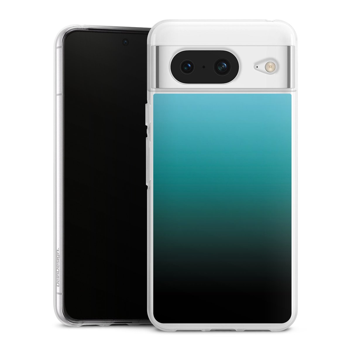 Google Pixel 8 Handy Silikon Hülle Case transparent Handyhülle Ombre Two-Tone Black Silikon Case