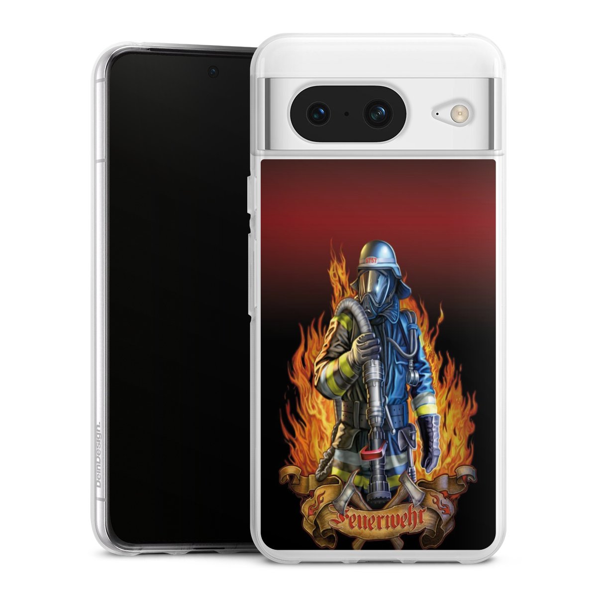 Google Pixel 8 Handy Silikon Hülle Case transparent Handyhülle Job Fire Fighter Fire Fighters Silikon Case